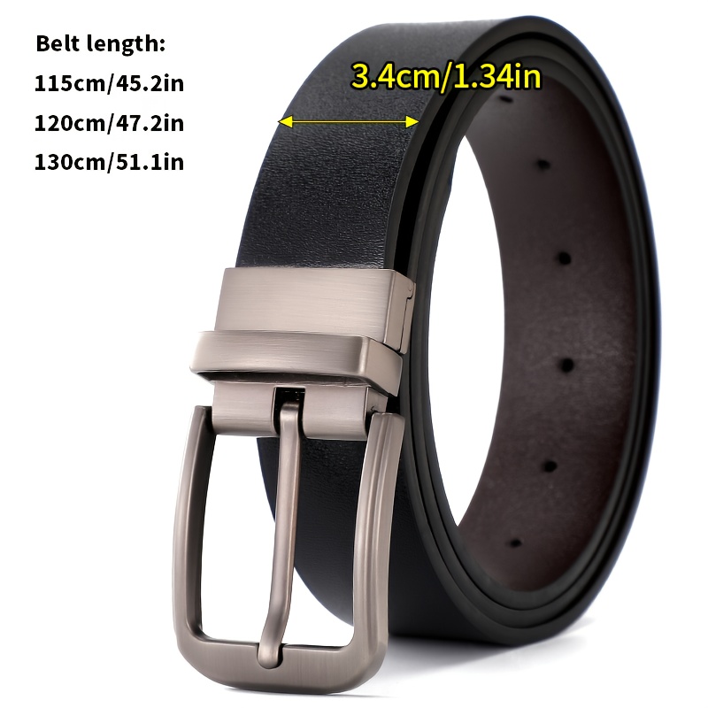 Men's Reversible Buckle Belt for Business Use